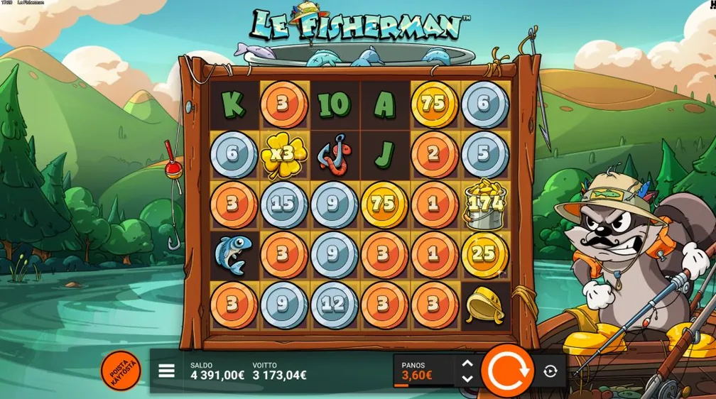 Válce automatu Le Fisherman, jedna z her nabízených v SpinBoss — Jak začít hrát na SpinBoss